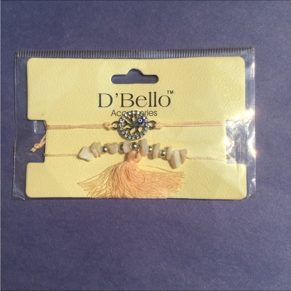 2 Set Light Pink Peach Adjustable Bracelets String Thread Straps - Picture 3 of 4